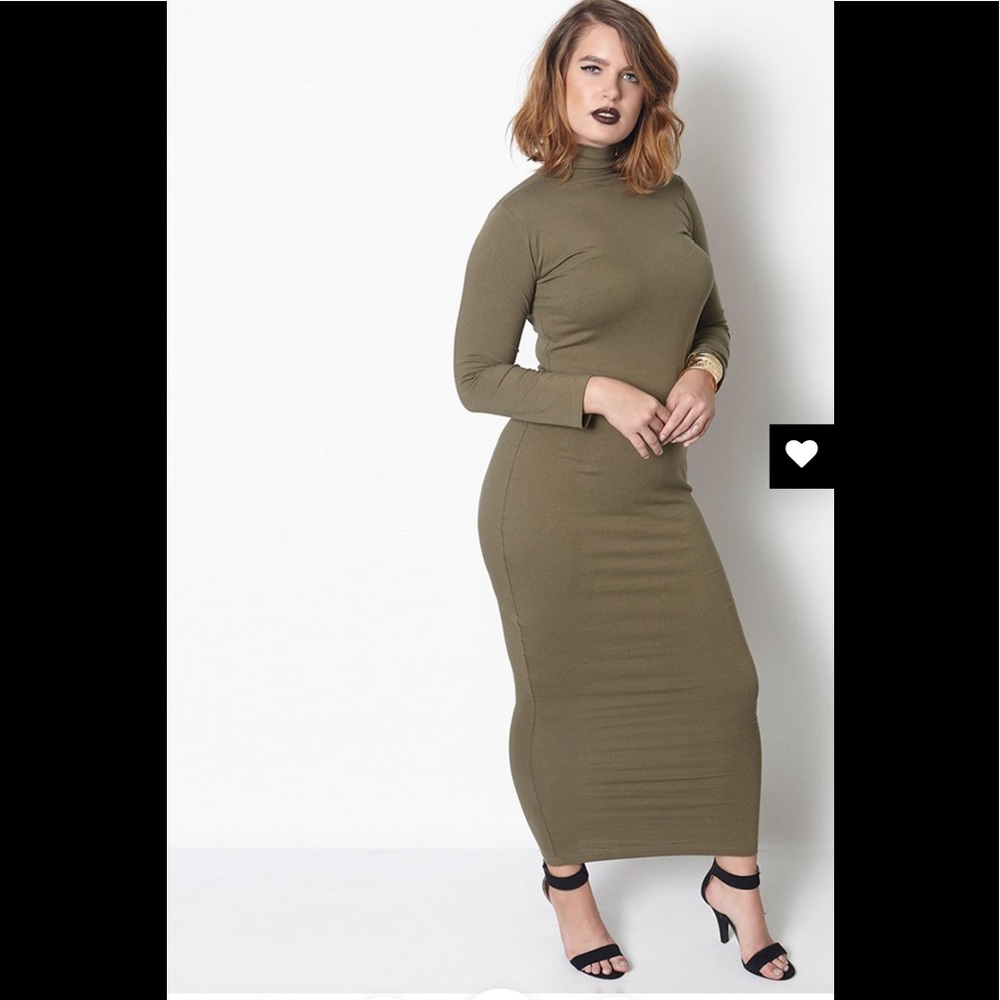 Long Sleeve Turtleneck Bodycon Maxi Dress